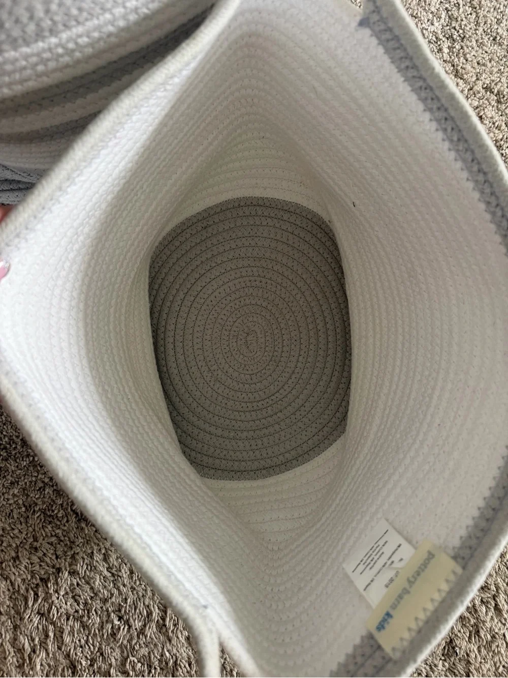 Pottery Barn Kids Neutral Gray and White Rope Storage Baskets - Set of 2